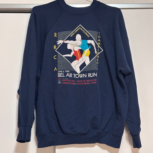 Vintage Sweaters - Vintage Navy Graphic Crewneck Sweater